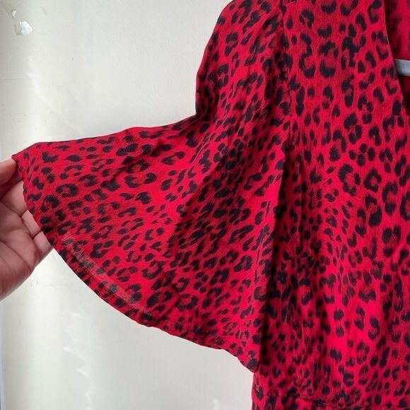 SANCTUARY Girl On Fire Red Faux Wrap Animal Print XS - Picture 5 of 16